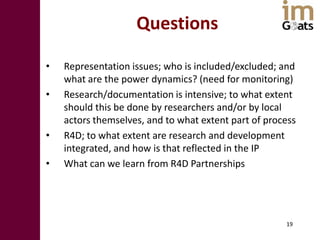  Innovation platforms in the imGoats project: Lessons learned