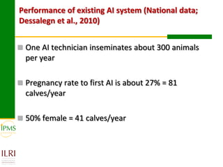 Technological options and approaches to improve supply of desirable animal genetic material: IPMS Experience