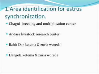 Oestrus synchronization plan of Amhara Region