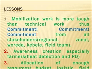 Alternatives to improve field AI delivery system to enhance beef and dairy system in South region: Experiences, lessons and plans