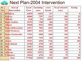 Past experiences and next year plan of dairy synchronization in Tigray 