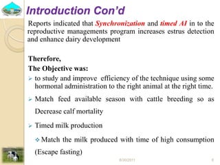 Past experiences and next year plan of dairy synchronization in Tigray 