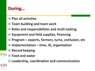 Technical, organizational and institutional arrangements for effective delivery of oestrus synchronization program