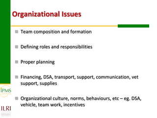 Technical, organizational and institutional arrangements for effective delivery of oestrus synchronization program