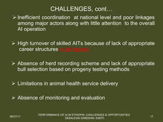 Performance of artificial insemination: Challenges and opportunities