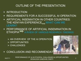 Performance of artificial insemination: Challenges and opportunities