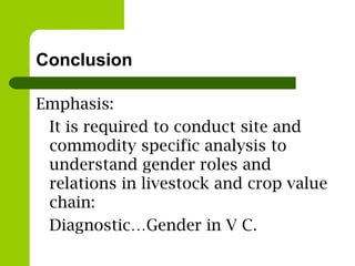 Gender in value chain: ILRI/IPMS experience in Ethiopia