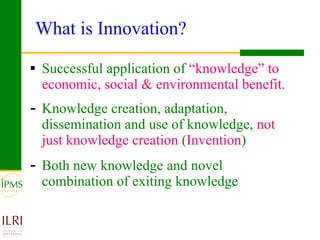 Innovation systems perspective and Value Chains Approach for development: Concepts and principles