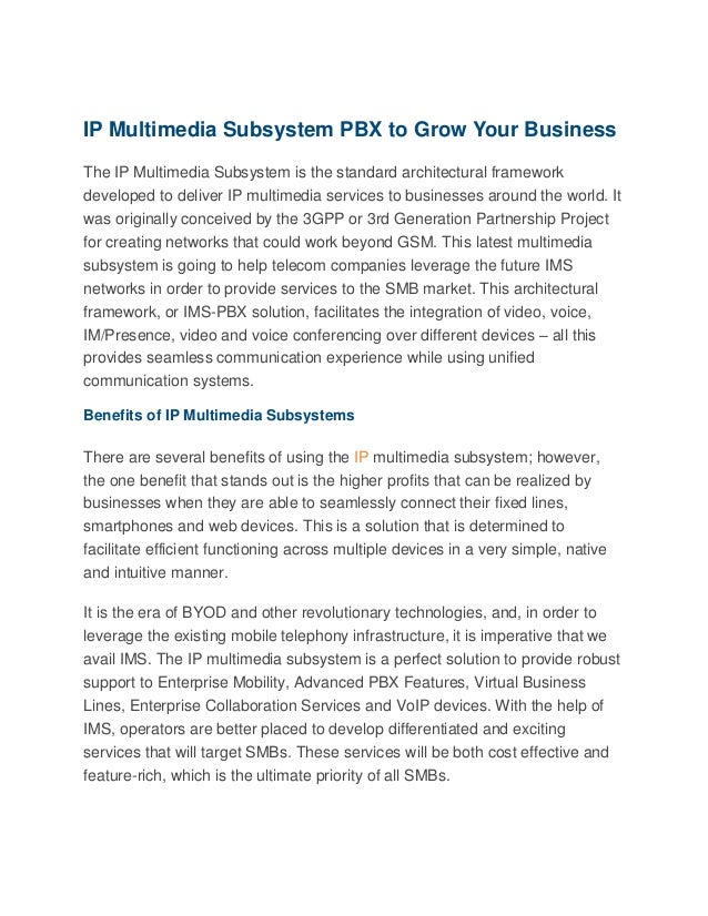 Ip multimedia subsystem pbx to grow your business        Ip multimedia subsystem pbx to grow your business
