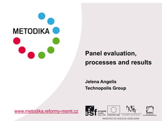 Panel evaluation,
processes and results
Jelena Angelis
Technopolis Group
www.metodika.reformy-msmt.cz
 