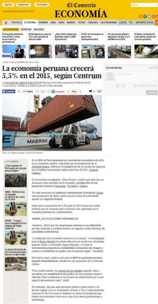 Publicado 11/11/2014 | PBI | El Comercio | CENTRUM Católica