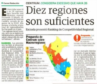 Publicado 01/11/2014 | Índice de Competitividad del Perú 2014 | Correo | CENTRUM Católica