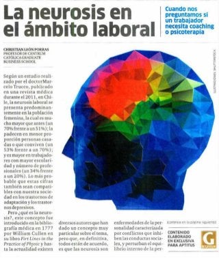 Publicado 05/04/2015 | La Neurosis en el ámbito laboral | El Comercio - Aptitus | CENTRUM Católica
