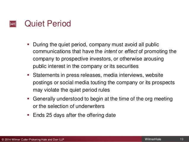 Quiet period following ipo
