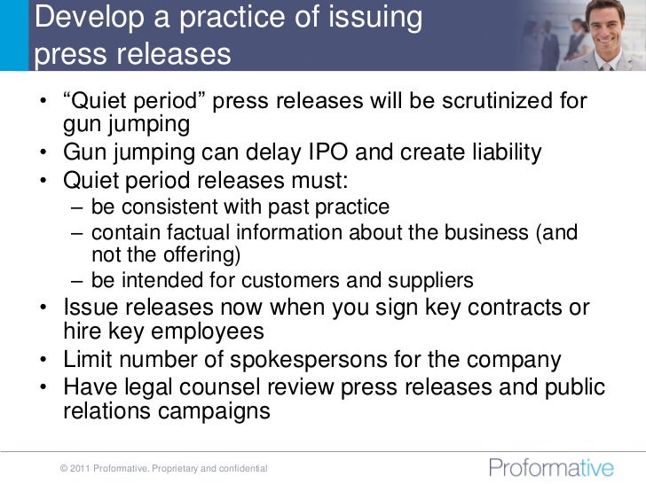 Gun jumping concerns for the ipo problems