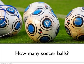 How many soccer balls?
Sunday, February 20, 2011
 