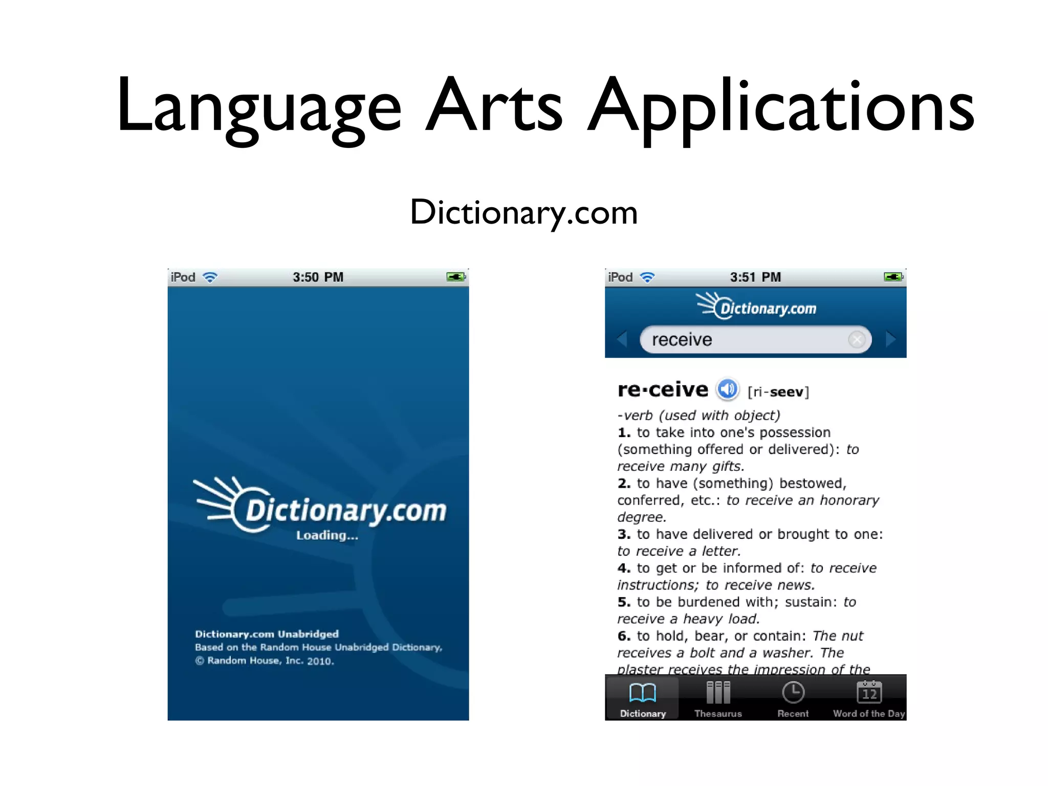 Language Arts Applications Dictionary.com 