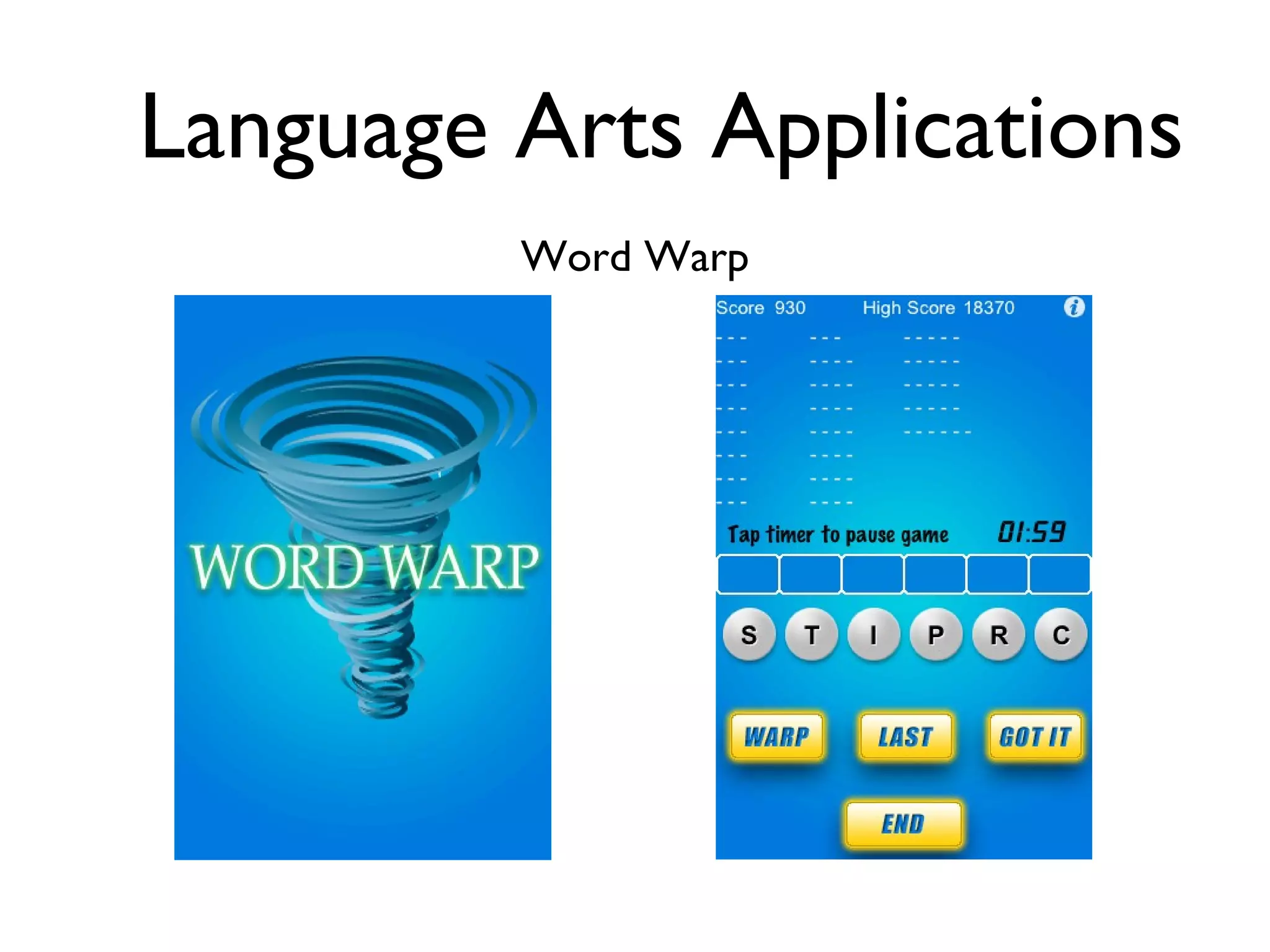 Language Arts Applications Word Warp 