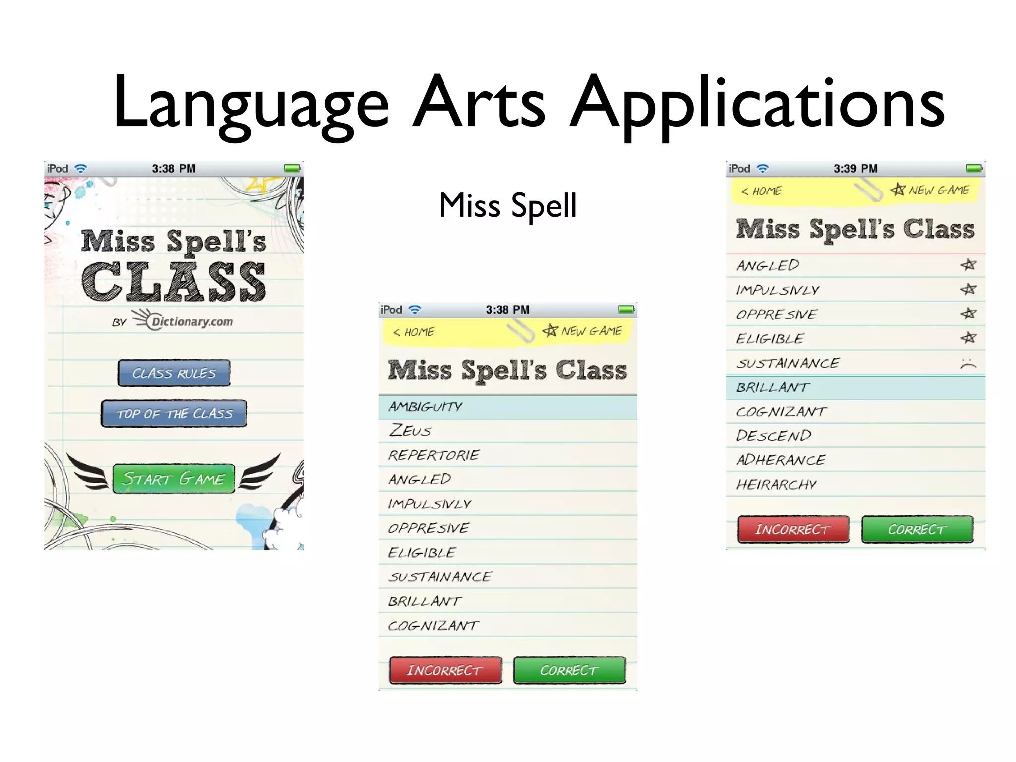 Language Arts Applications Miss Spell 