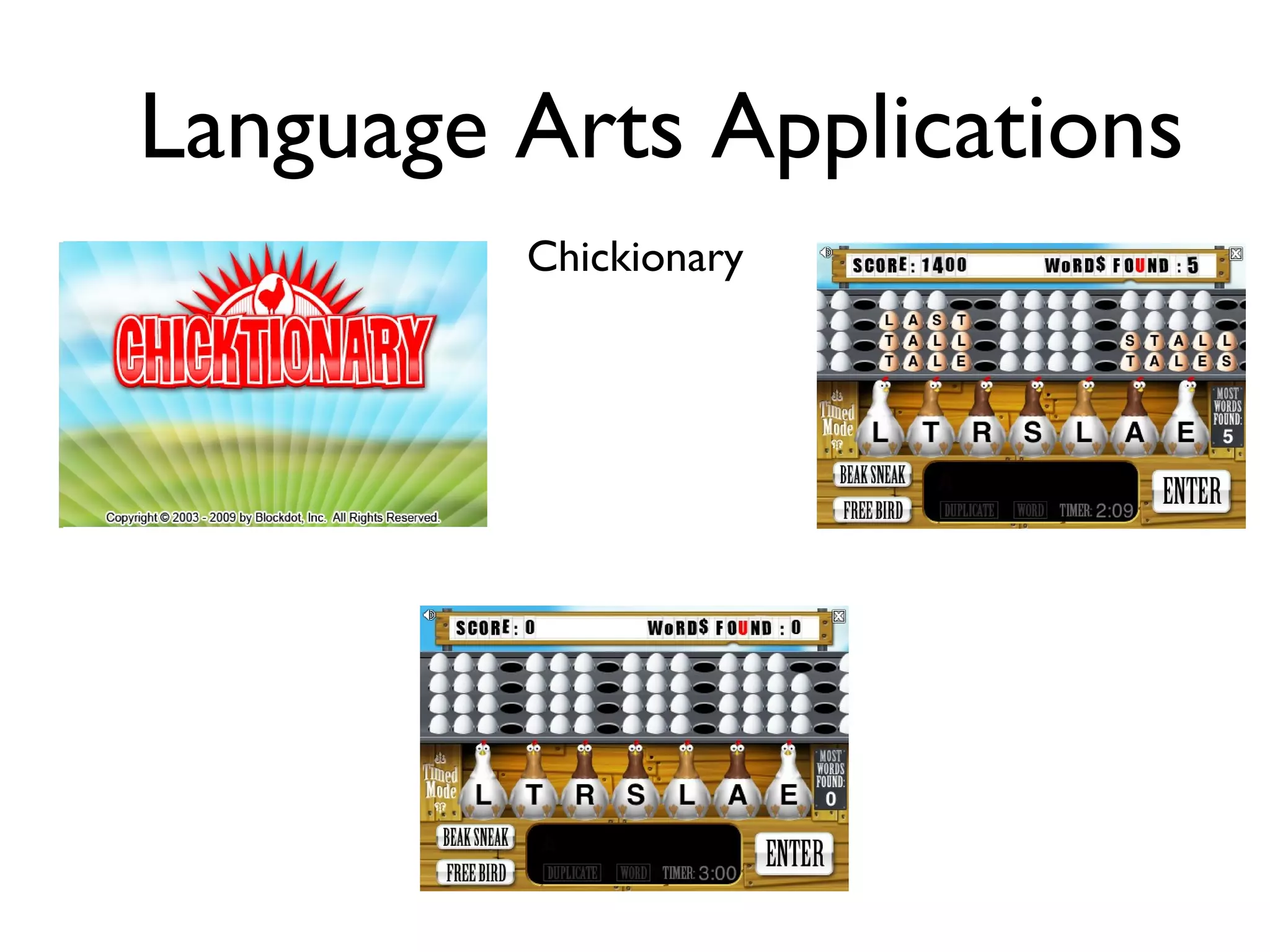 Language Arts Applications Chickionary 