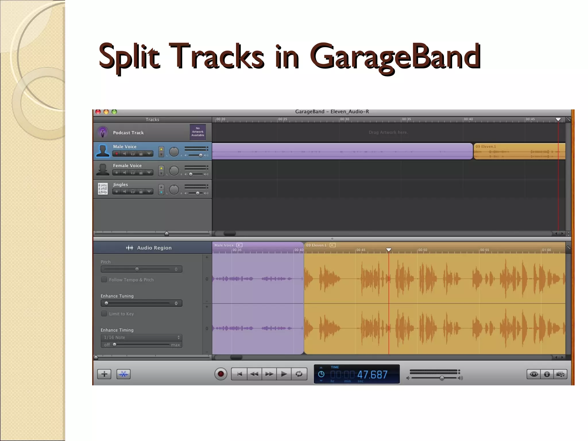 Split Tracks in GarageBand 