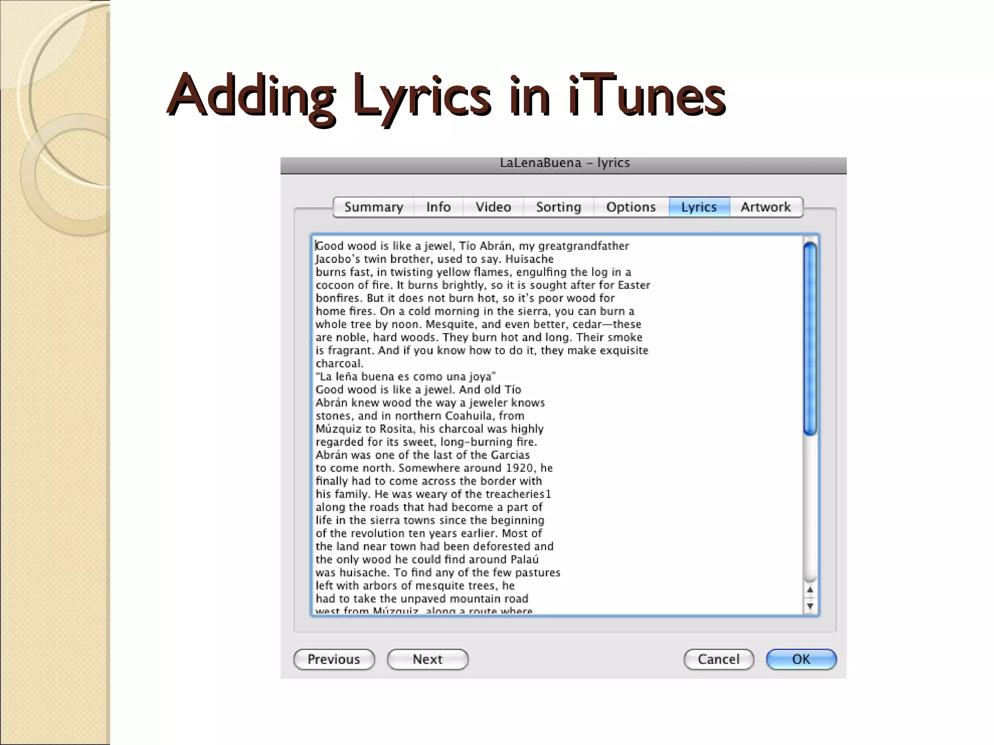 Adding Lyrics in iTunes 