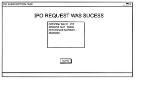 IPO SUBSCRIPTION PAGE
COMPANY NAME : XYZ
AMOUNT PAID : XXXXX
REFERENCE NUMBER :
XXXXXXXX
IPO REQUEST WAS SUCESS
HOME
 
