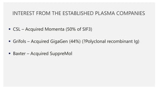 International challenges facing the Global Plasma Therapeutics industry ...