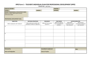 Teacher's Individual Plan for Professional Development (IPPD) for 2023 ...