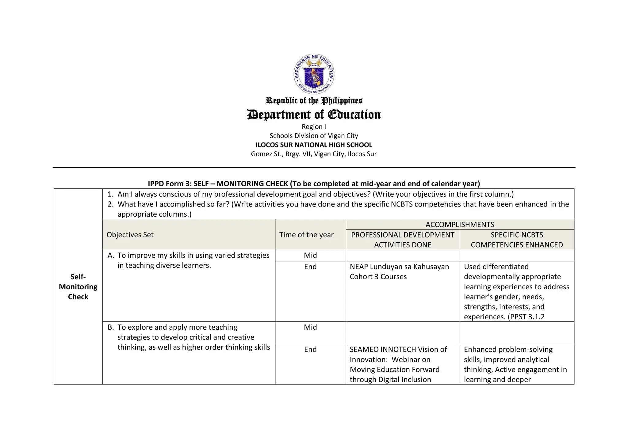 Sample IPPD Form 3-SELF-MONITORING CHECK .pdf