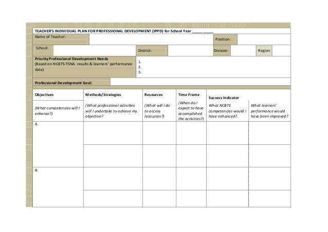 sample professional development plan for teachers