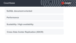 xxxxx Smart mobile acquisition
Couchbase
NoSQL document-oriented
Performance
Scalability / High availability
Cross Data Center Replication (XDCR)
 