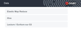 xxxxx Smart mobile acquisition
Smart mobile acquisition
Smart mobile acquisition
Data
Elastic Map Reduce
Hive
Lecture / Ecriture sur S3
 