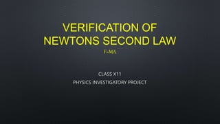 VERIFICATION OF
NEWTONS SECOND LAW
F=MA
 