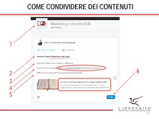 COME CONDIVIDERE DEI CONTENUTI
1
2
3
4
5
6
27
 