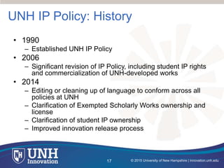 UNHI Creative Works Symposium Session: Deconstructing UNH Intellectual Property Policy