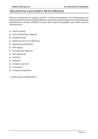 Ipp Generation Ipp process in indonesia 1995 by cockcroft and fuller | PDF