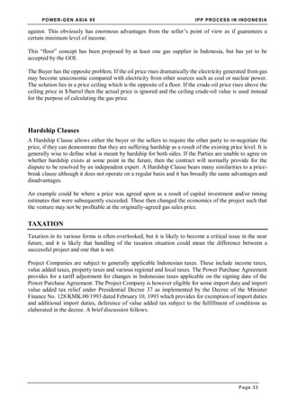 Ipp Generation Ipp process in indonesia 1995 by cockcroft and fuller | PDF