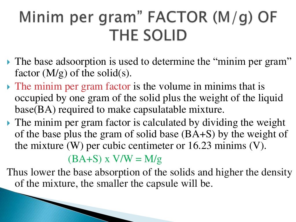 quality control test for soft gelatin capsule and minim per gram fact…
