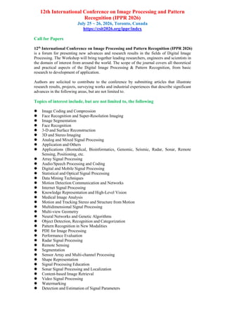 Conference Paper Image Processing 12th International Conference on Image Processing and Pattern ...