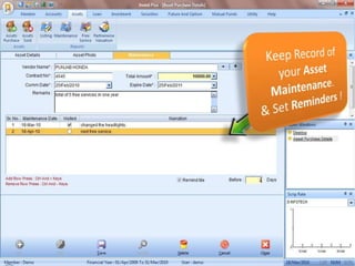 Keep Record of your AssetMaintenance.& Set Reminders !