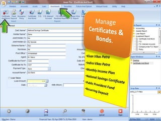 Manage Certificates & Bonds.KisanVikasPatra