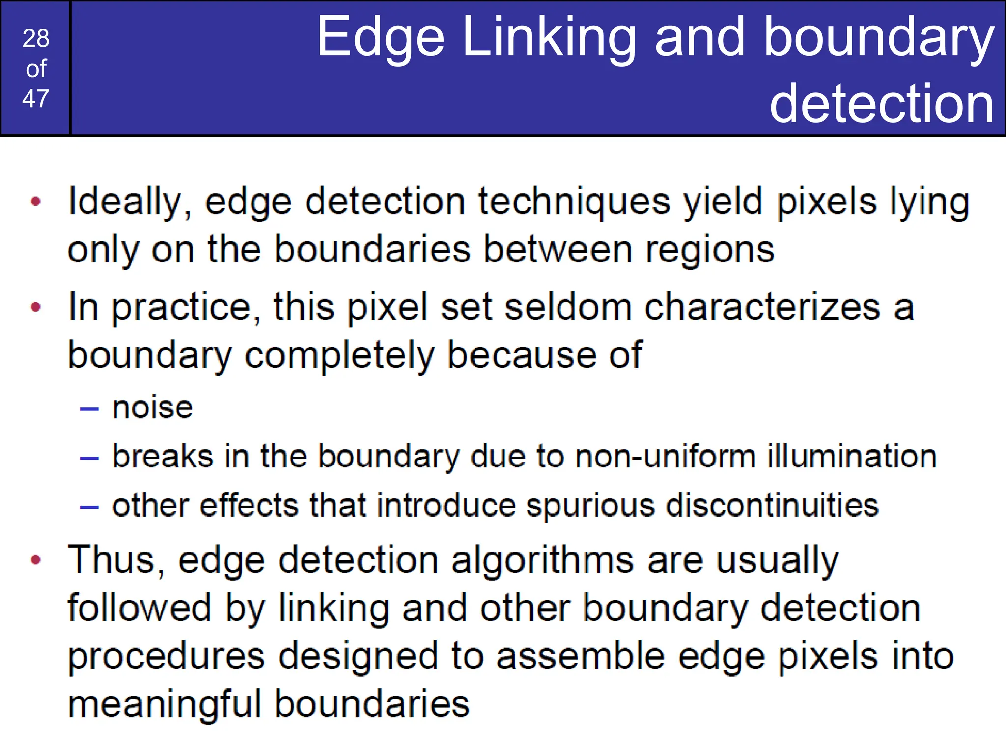 28
of
47
Edge Linking and boundary
detection
 