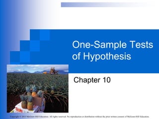 Test Hypothesis Population Mean One-Sample Tests | PPT