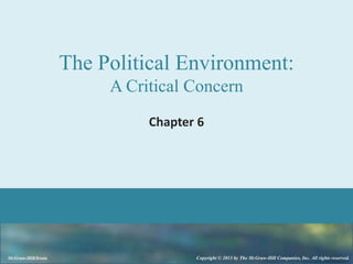 McGraw-Hill/Irwin Copyright © 2013 by The McGraw-Hill Companies, Inc. All rights reserved.
The Political Environment:
A Critical Concern
Chapter 6
 