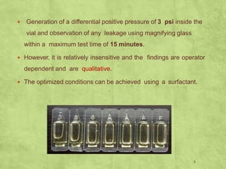 Ipqc tests for sterile formulations | PPTX