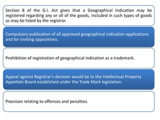 Salient features of Geographical Indications of Goods (Registration and ...