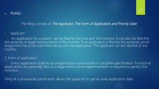 FILING OF PATENT AND ESSENTIAL ELEMENTS OF PATENTING | PPTX