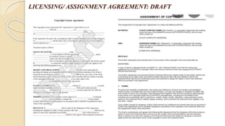 LICENSING/ ASSIGNMENT AGREEMENT: DRAFT
 
