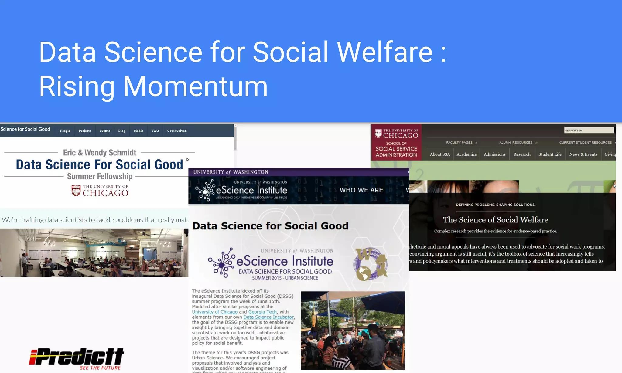 Data Science for Social Welfare :
Rising Momentum
 